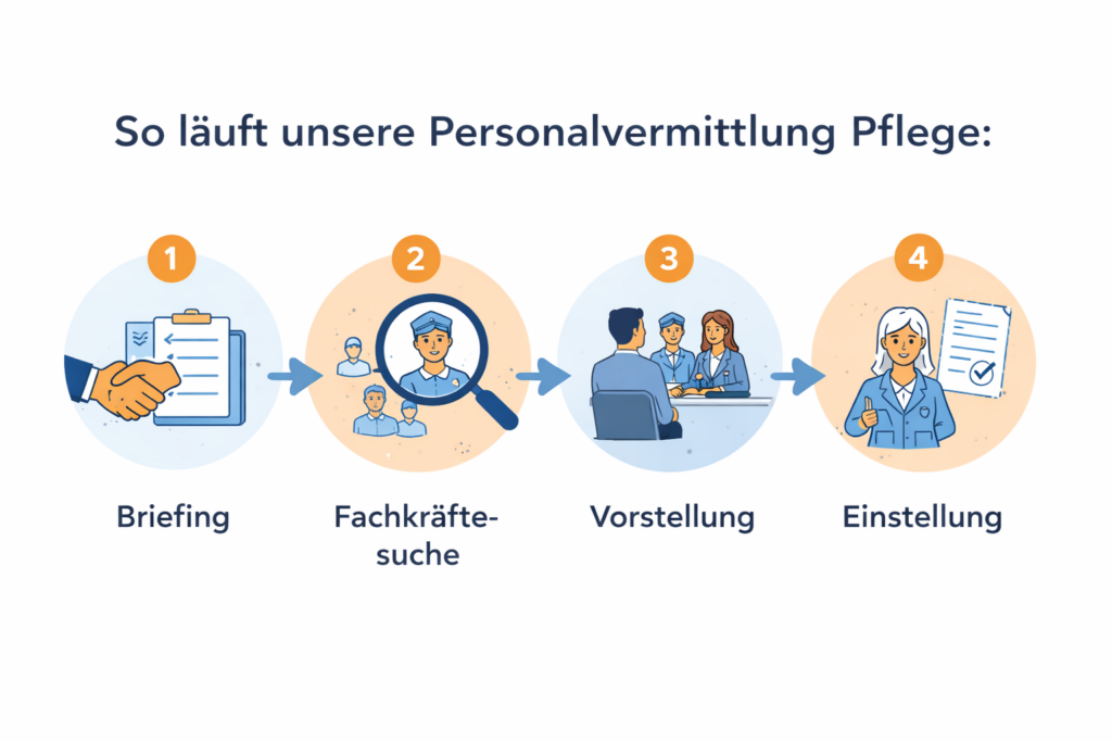 Ablauf der Personalvermittlung Pflege für Pflegeeinrichtungen